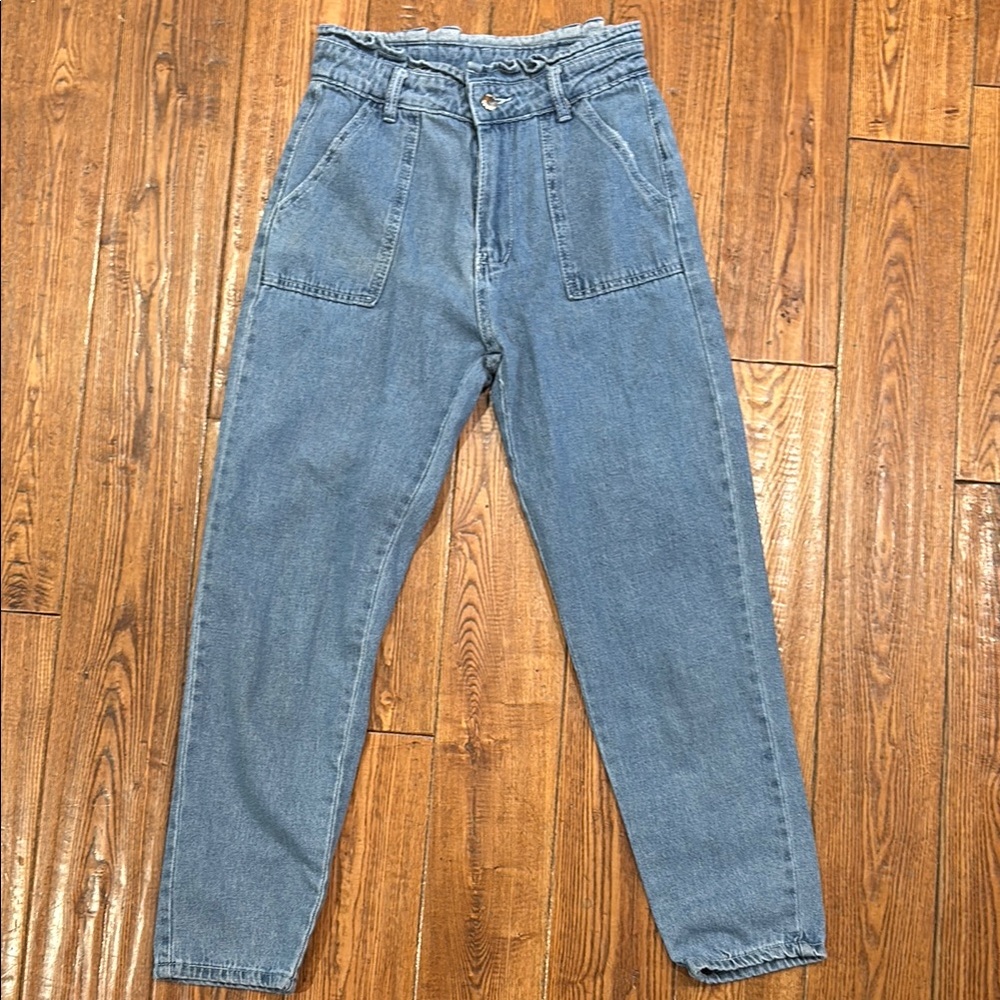 High-Waisted Blue Denim Jeans